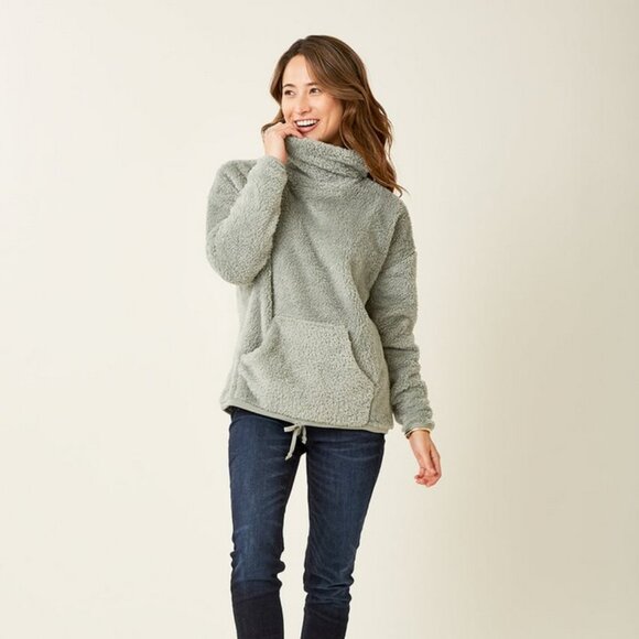 CARVE DESIGNS SZ XL Roley Cowl Soft Cozy Sherpa Pull-over Jacket in Thyme - Picture 1 of 9